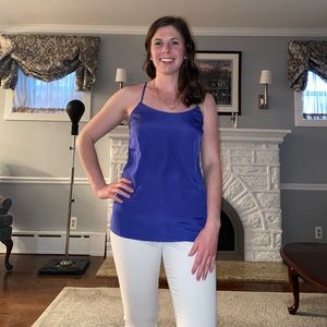 Blue Silk Racerback Tank Top from J. Crew